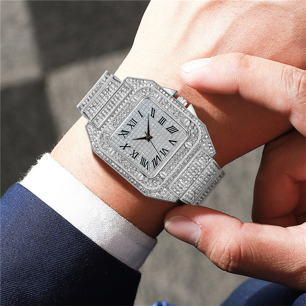 4PCS Fashion Iced Out Square M - огляд і ціна Luxury Watch Iceberg