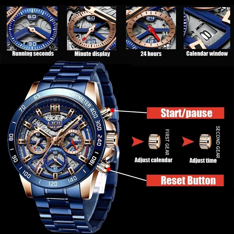 LIGE 2024 New Men Watch Top Br - огляд і ціна Luxury Watch Maker